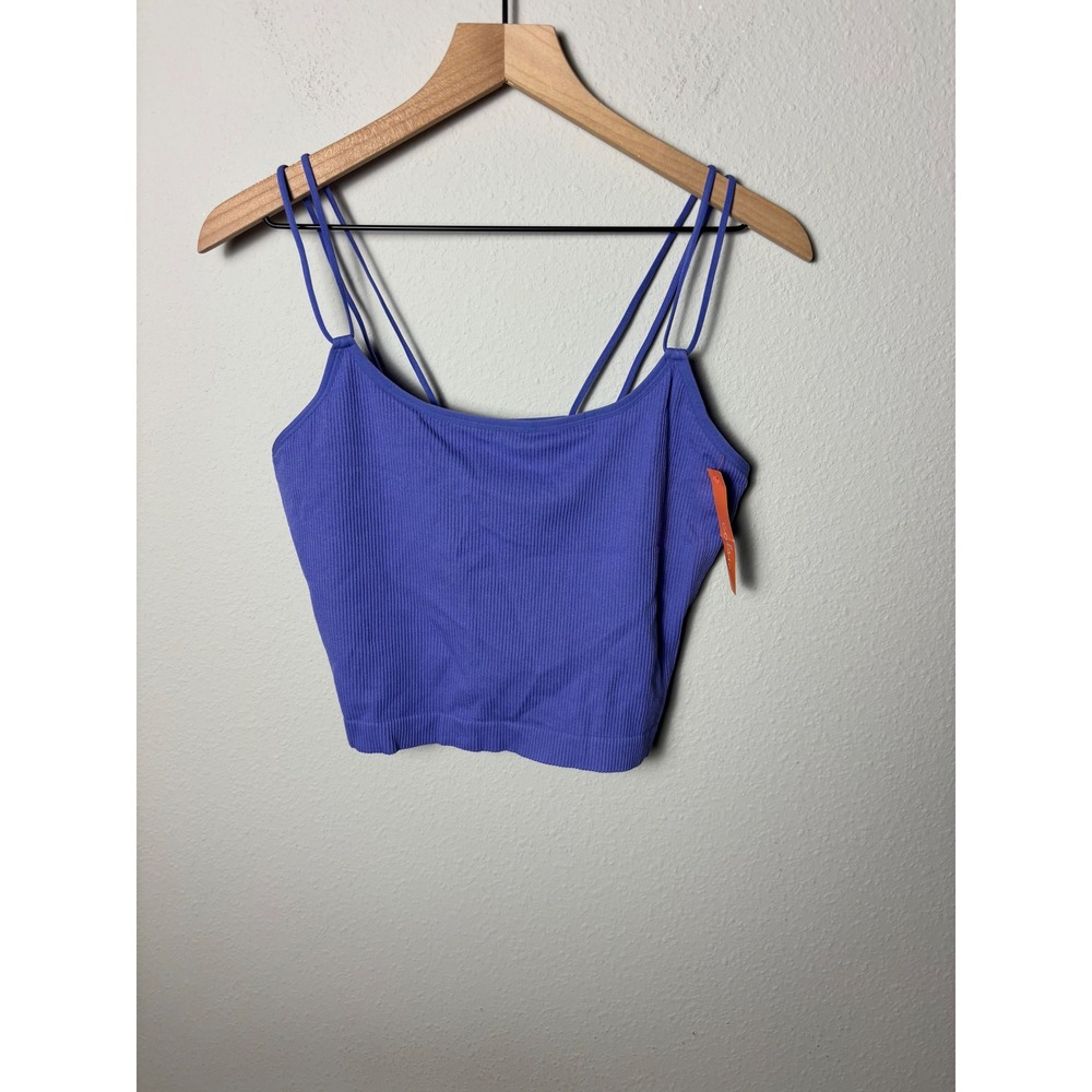 ☀️ Colsie Purple Seamless Ribbed Cami Crop Top Double Strap 2X NWT